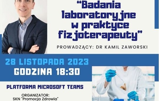 Wykład otwarty on-line „Badania laboratoryjne w praktyce fizjoterapeuty”